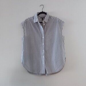 BANANA REPUBLIC vertical striped cotton sleeveless button down shirt